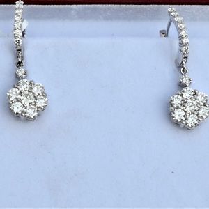 14 karat white gold diamond earrings, 2.0 carats